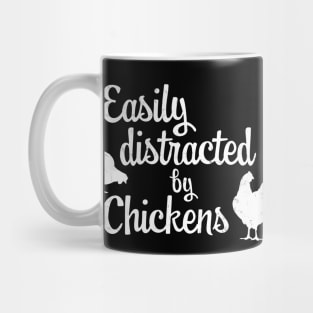 Easily Distracted by Chickens Funny Letter Print with Hens Mug